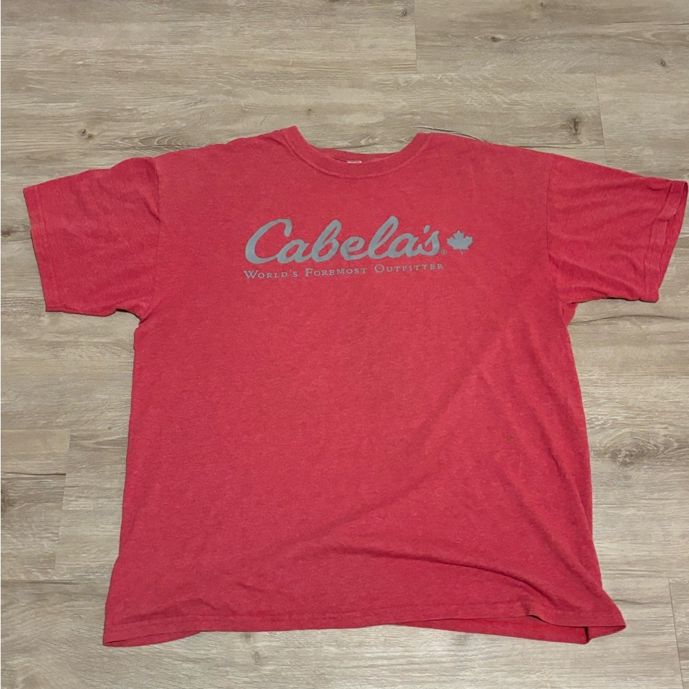 Cabela's Red Short Sleeve Tee Casual Comfort